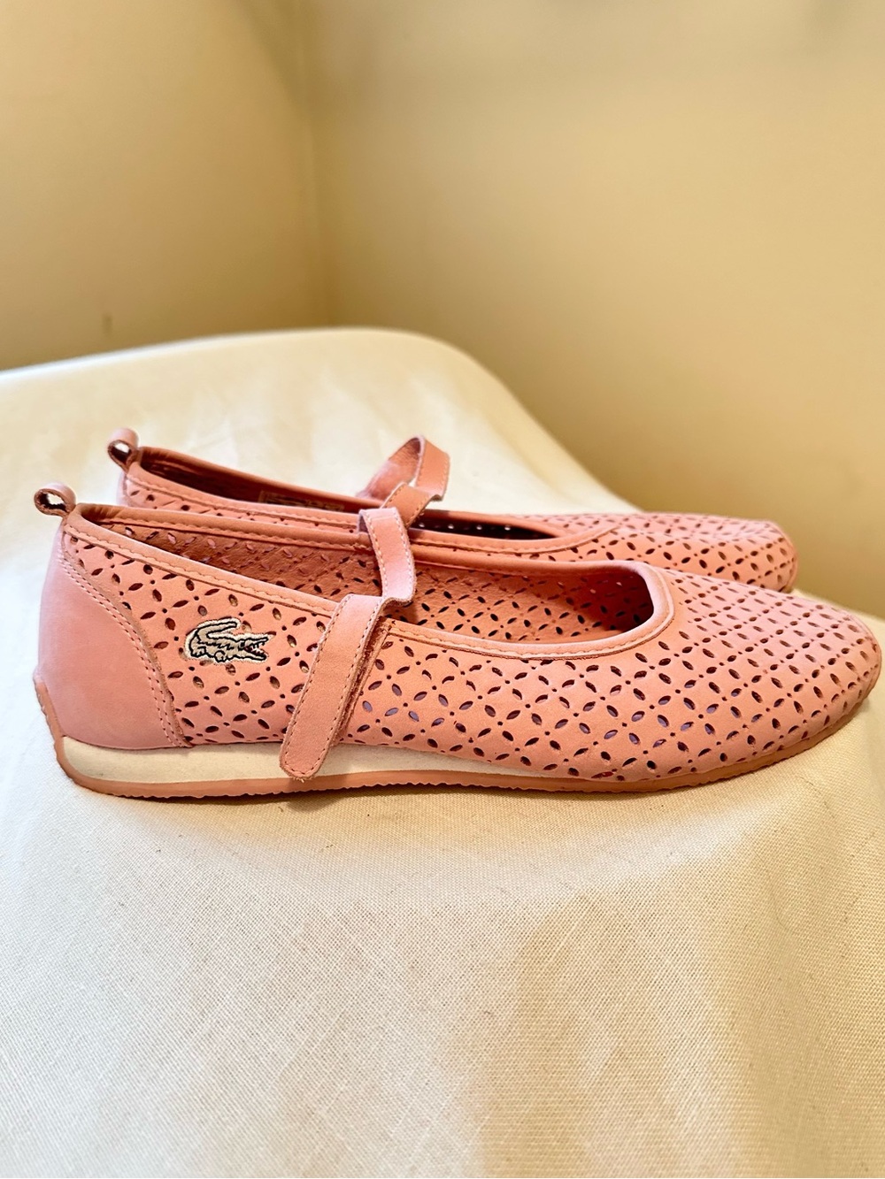 Lacoste Women’s Antibes Flower Pink Mary Jane Flats US 8 Blokette Balletcore